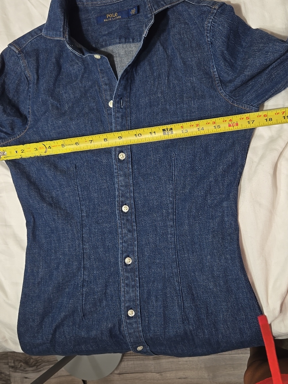 Polo by Ralph Lauren Dark Blue Denim Button-Front Midi Dress - Picture 9 of 11